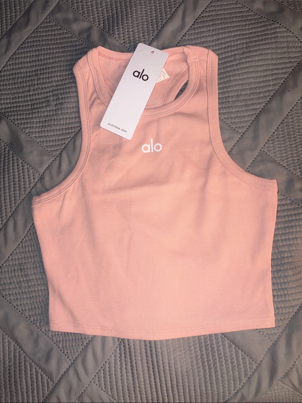 ALO Yoga Pink Ribbed Cropped Tank